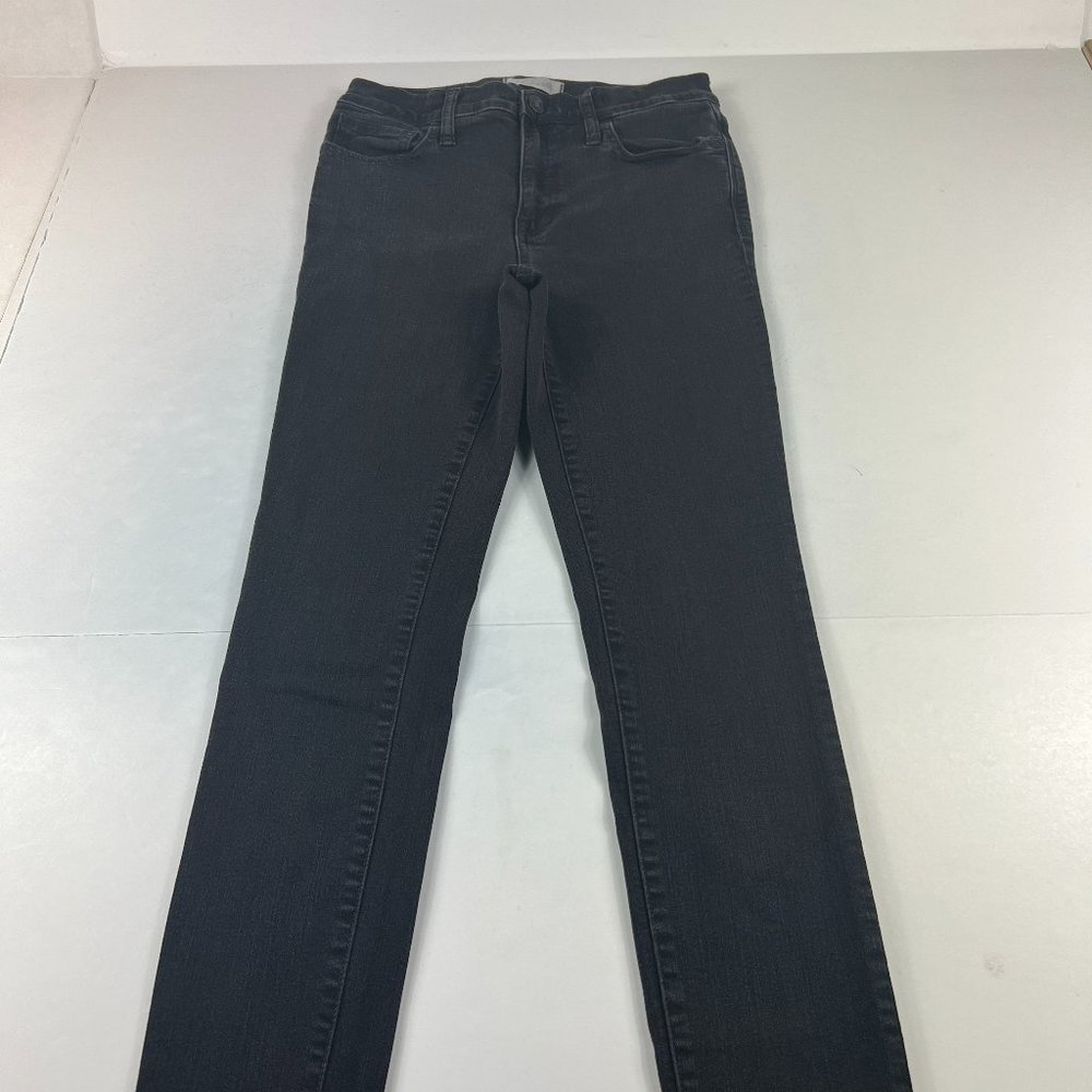 Madewell Jean Women 28 Road Tripper Slim Mid Rise Crop Black Faded Stretch Denim
